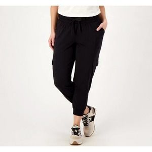 ANYBODY Cozy Knit Cropped Cargo Jogger Pants Jet Black XXS